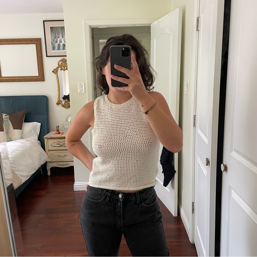 white sparkly knit tank